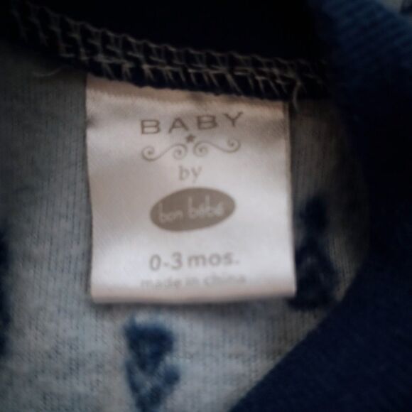 Bon Bebe 2pc Fleece Infant Footed Sleepers sz 0-3M Jungle Lion Gray Blue - Picture 4 of 7